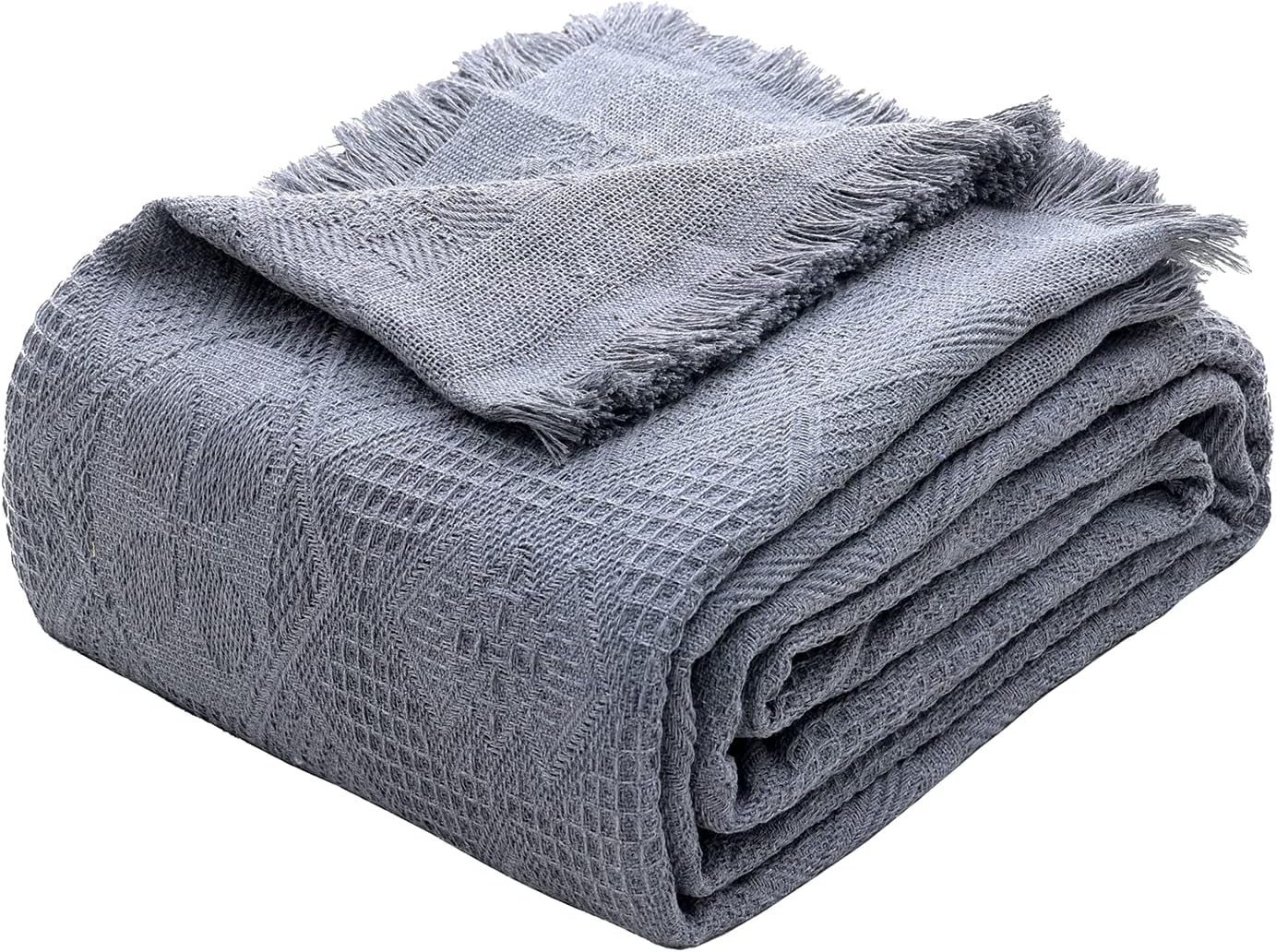 VANJOROY Large Grey Sofa Throw Blanket with Tassels For 2 3 Seater, 100