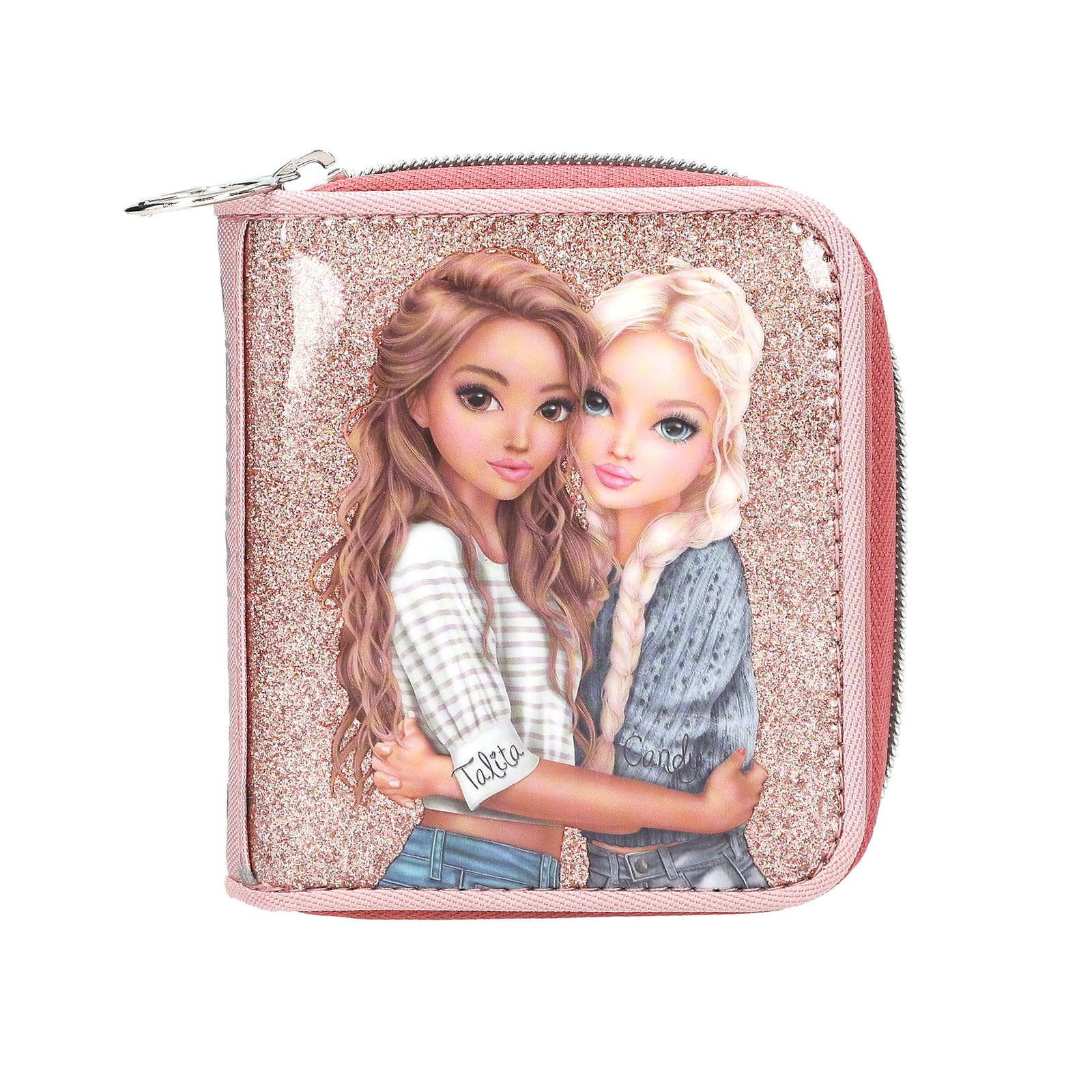 Depesche 14013 TOPModel Dots Wallet in Pink with Model Motif, Dots Pattern and Glitter, Purse with Press Stud Closure