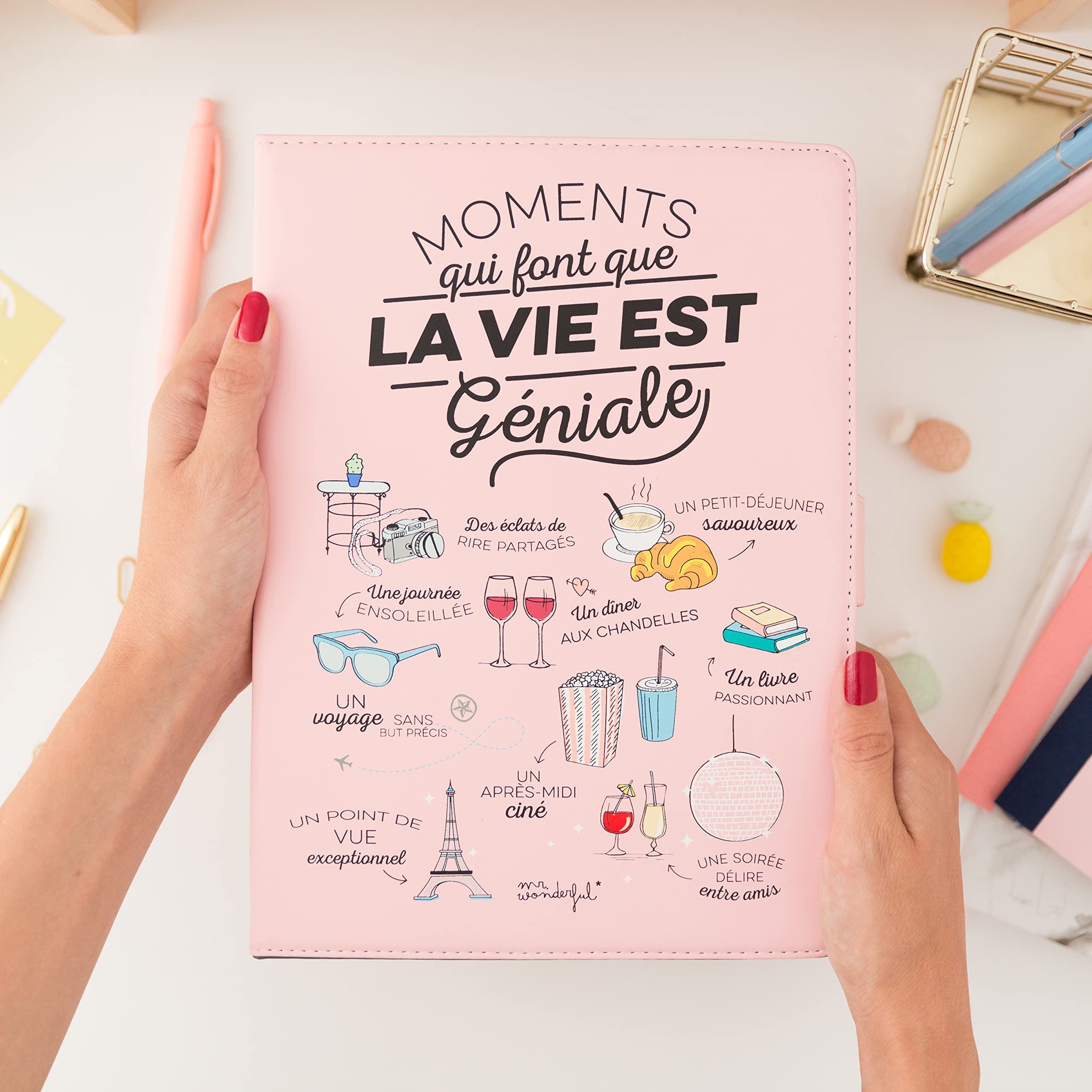 Mr Wonderful Wondee Funda Tablet Universal de 9,7" a 10,2" Pulgadas - Tipo Libro con Diseño Moments, Rosa