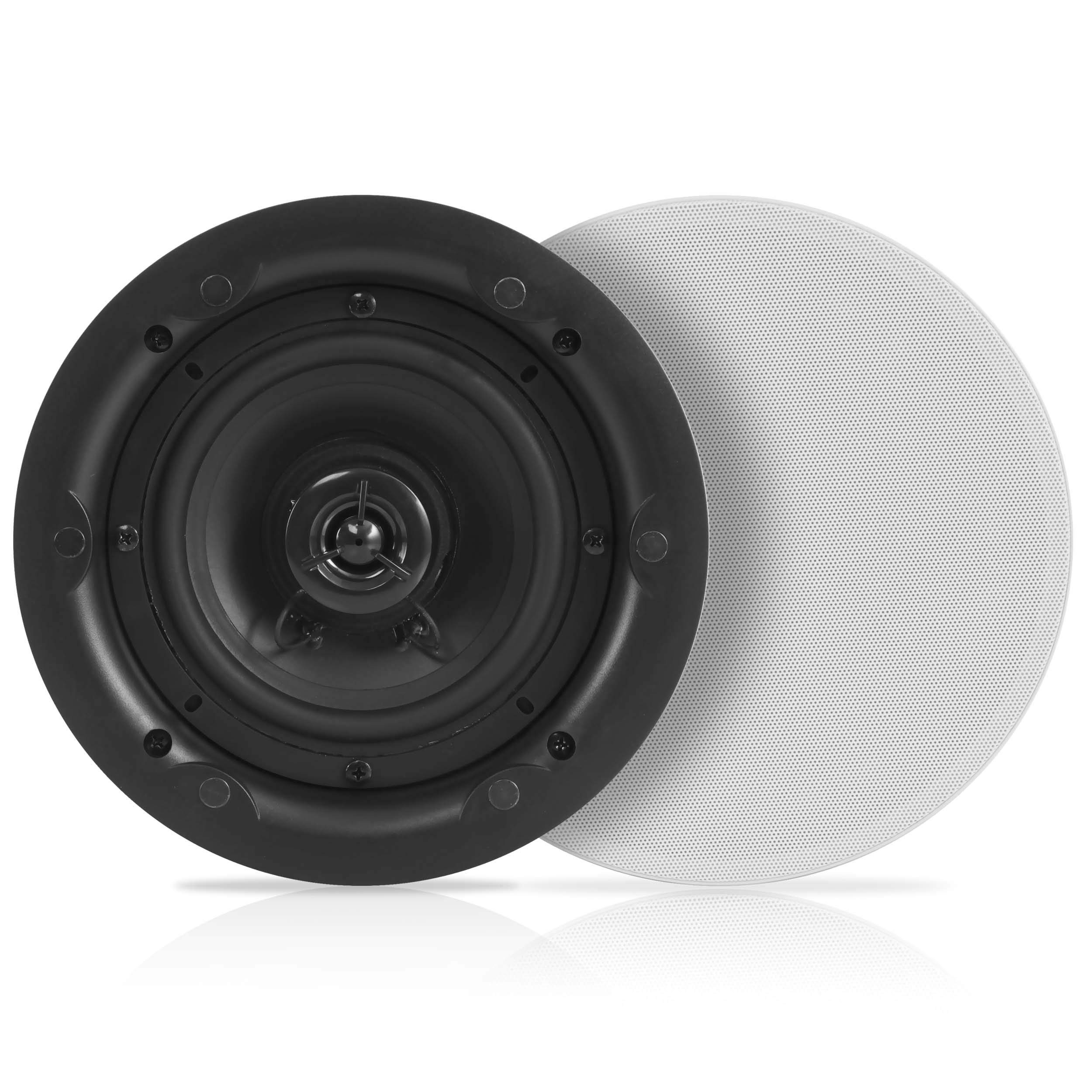 Ceiling and Wall Mount Speaker - 5.25” Dual 2-Way Audio Stereo Sound Subwoofer Sound with Tweeter, 300 Watts, In-Wall & In-Ceiling Flush Mount for Home Surround System - 1 Pair - Pyle PWRC53 (White)