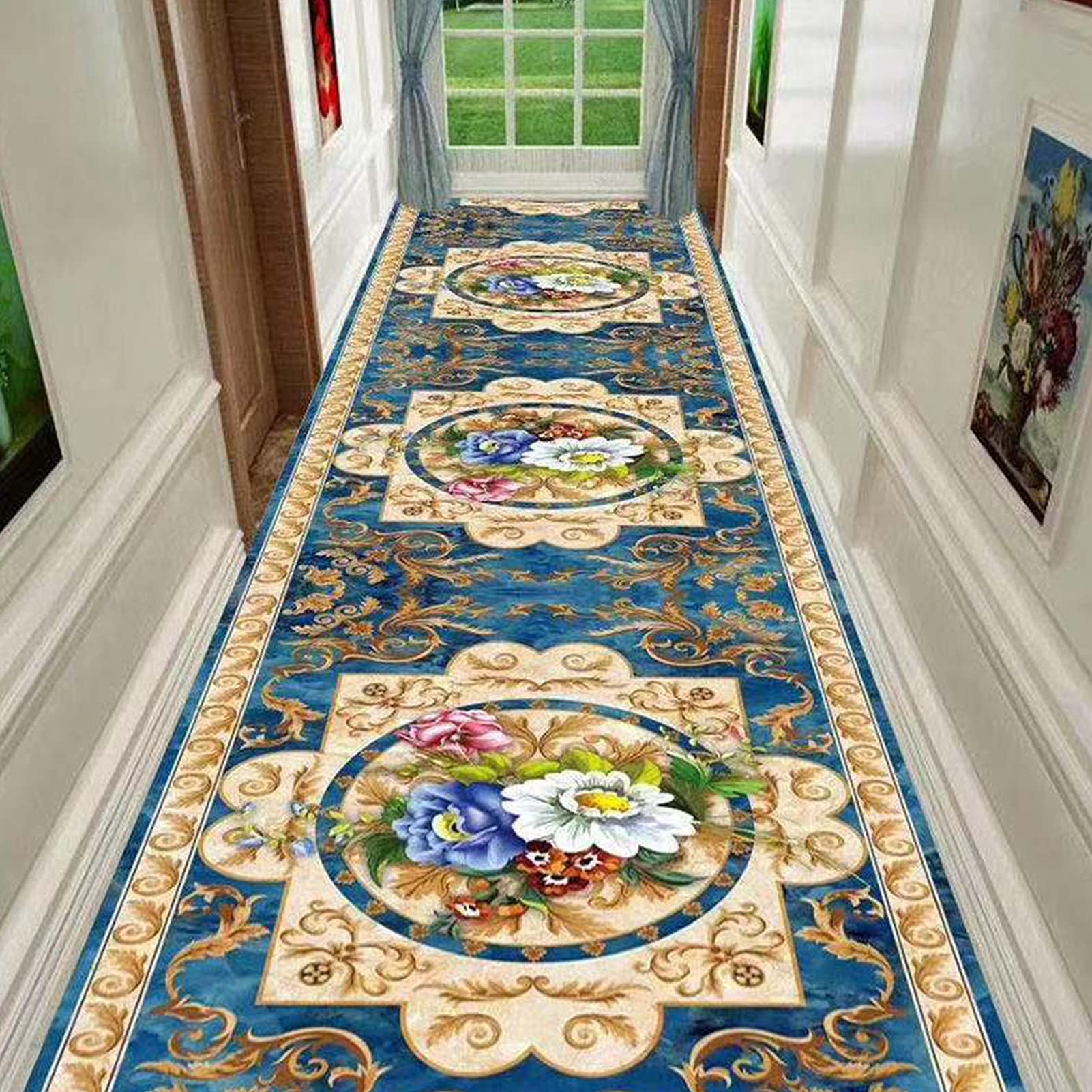 Tapis de décoration d'intérieur long coureur moderne lavable avec envers caoutchouc