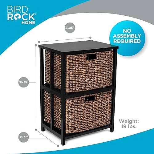 Miniatura 2 de BIRDROCK HOME Archivador de 2 niveles con parte superior de madera, archivador, almacenamiento de oficina en casa, mesita de noche, organizador