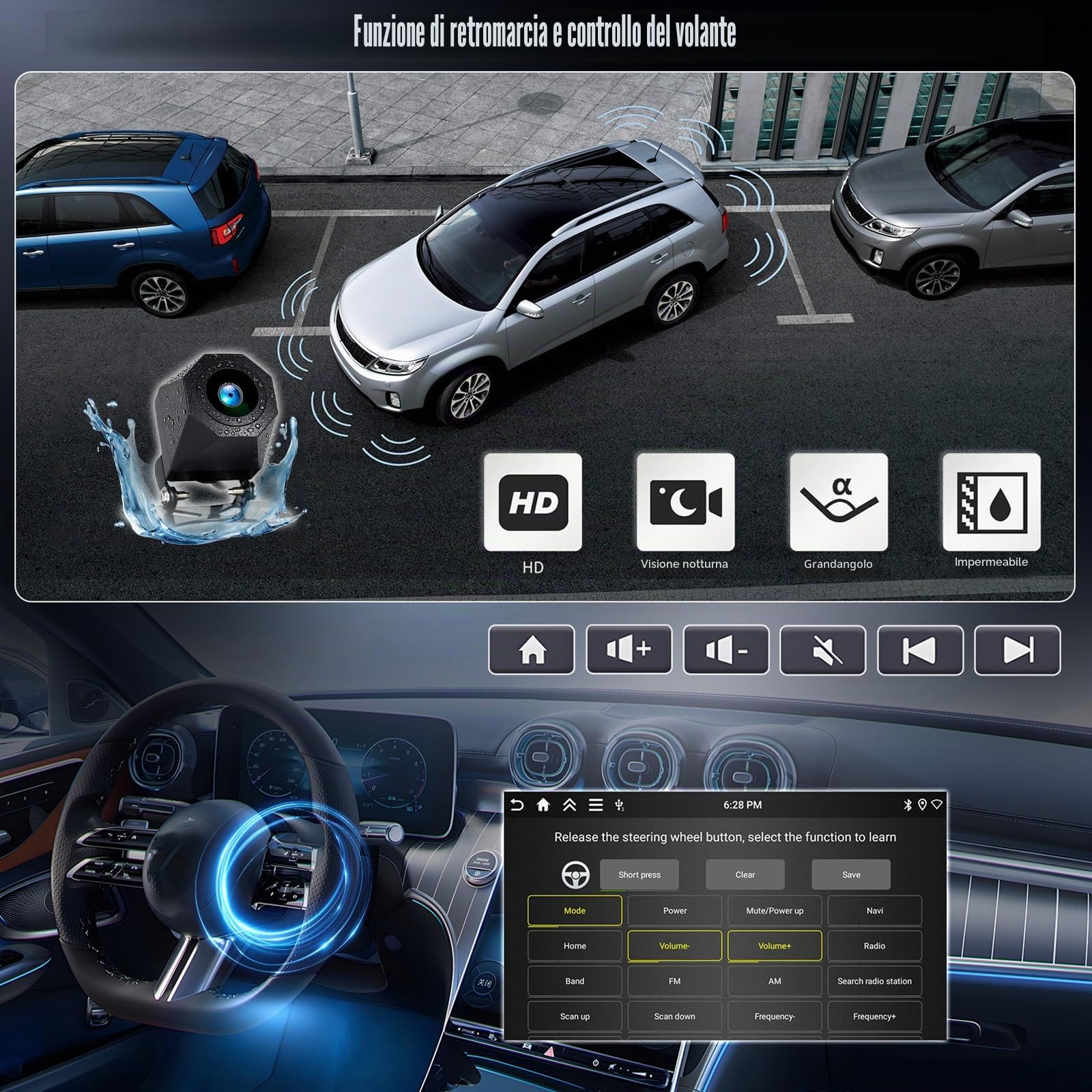 CAMECHO 4+64G 9 Pollici Autoradio per Fiat 500X 2014-2020 Android 15 Radio GPS con WIFI Bluetooth Wireless Carplay Android Auto FM RDS Mirror Link, touchscreen HD Incell + Telecamera Posteriore