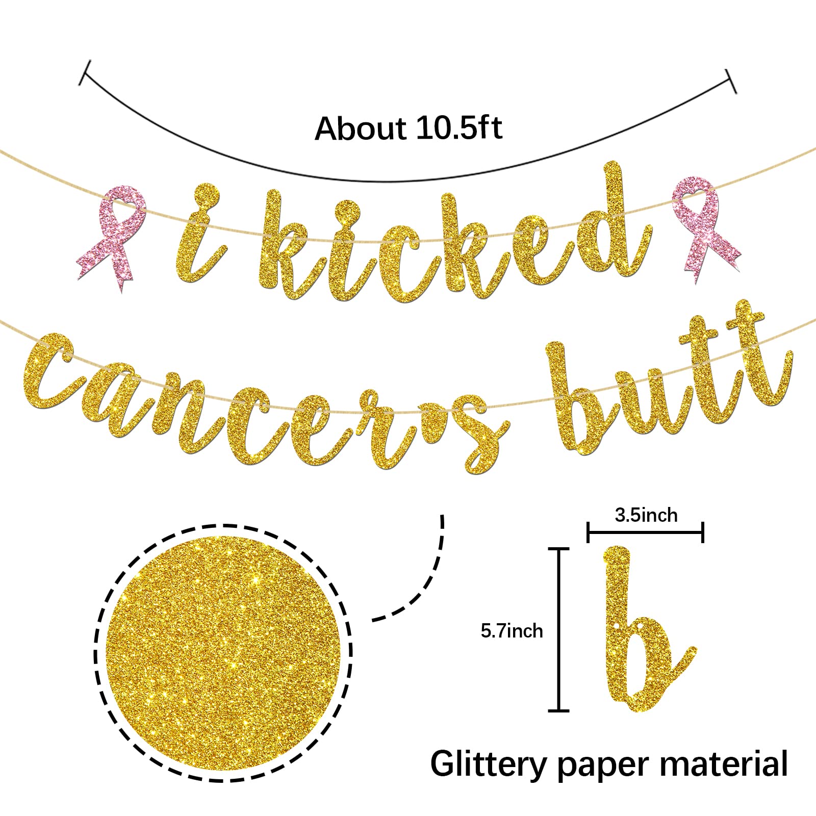Straight Outta Chemo Banner - Pre-Strung Gold Glitter Cancer Survivor Party Decor