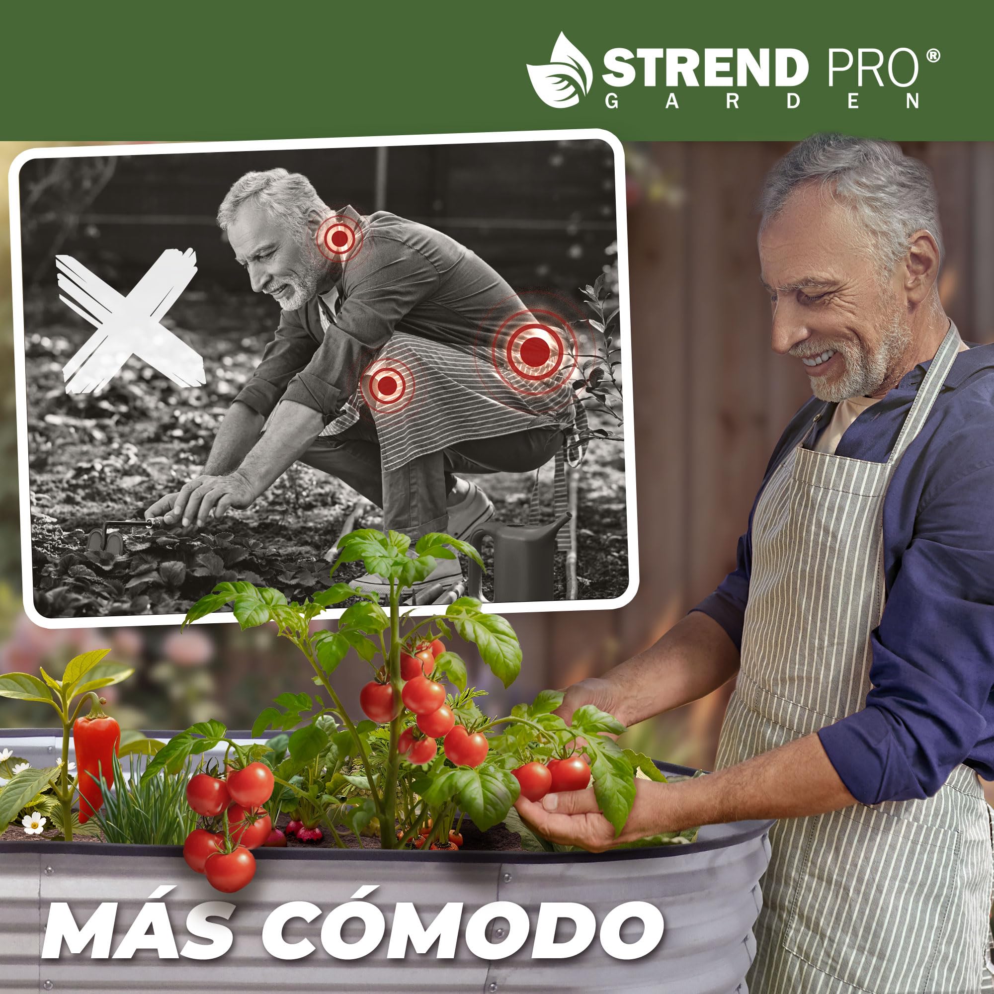 STREND PRO Bancal de Metal 200 x 100 x 80 cm (Largo x Ancho x Alto) | Kit de bancal de Metal para jardín Chapa | bancal de jardín de Acero galvanizado para Verduras, Hierbas y Plantas de Tomate