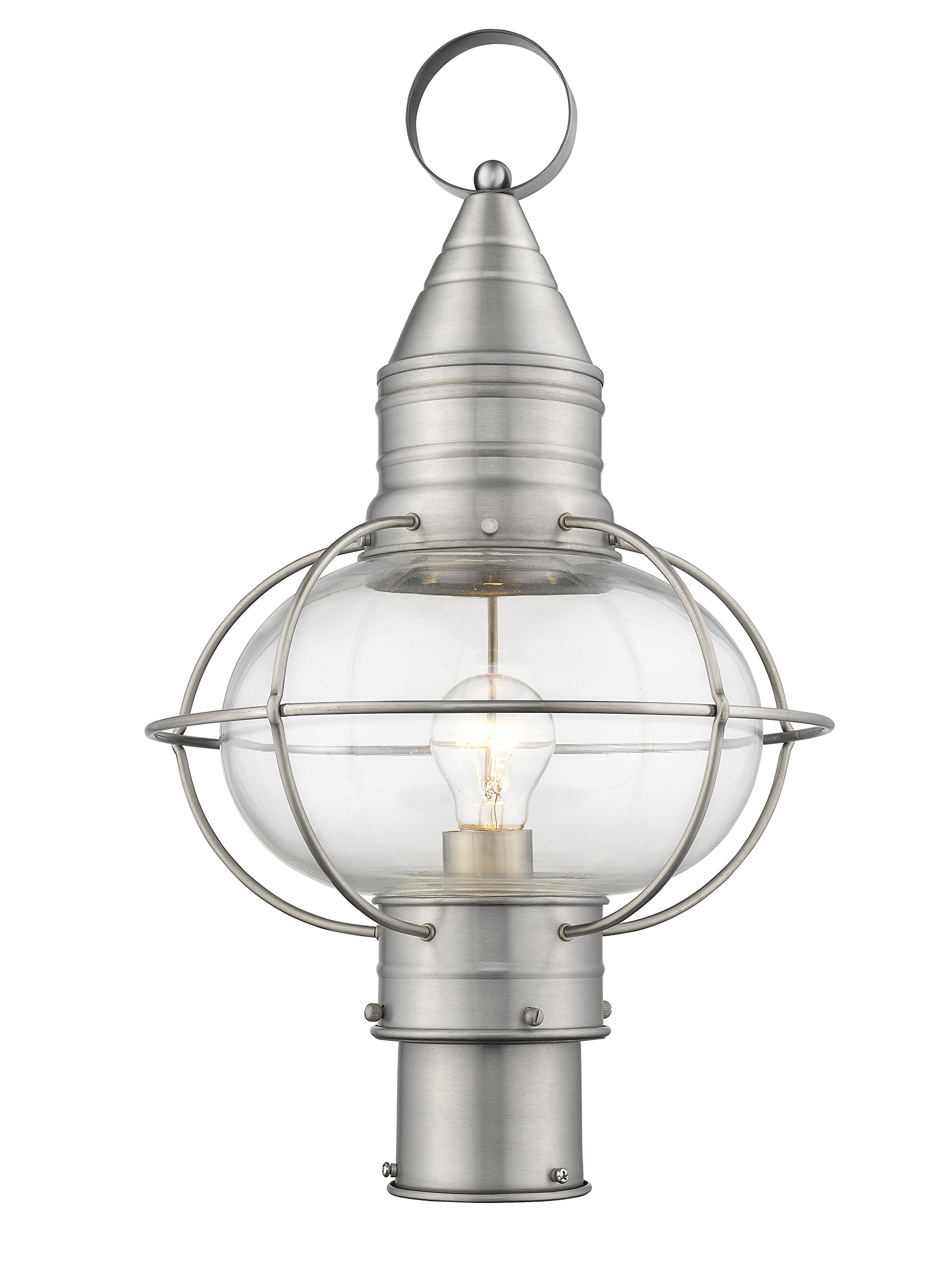 (incomplete)Livex Lighting 26905-91 Transitional One Light Outdoor Post-Top Lanterm from Newburyport Collection in Pwt, Nckl, B/S, Slvr. Finish, Brushed Nickel