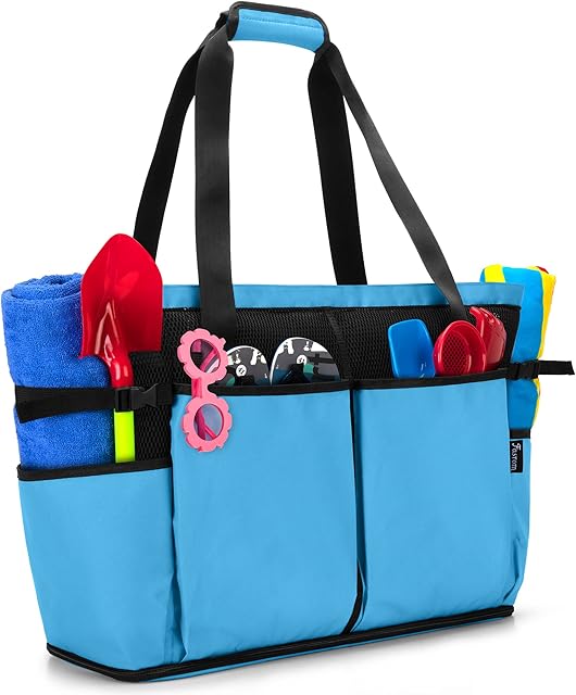Fasrom Extra Large Mesh Beach Bag with Zipper Bottom, Oversized Beach Tote Bag for Beach or Pool Trip (Patent Pending), Blue