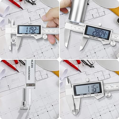 Miniatura 21 de Herramienta de medición de calibrador digital, calibre micrómetro digital electrónico impermeable IP54, pinza de acero Stainlee Vernier con pantalla