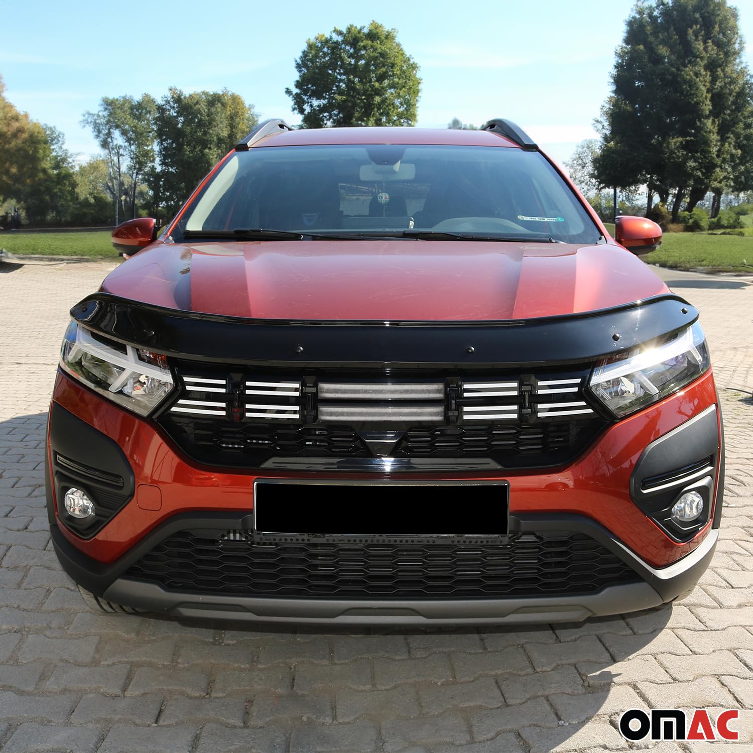 OMAC Cofano Deflektor Insektenschutz compatibile con Dacia Jogger 2022-2026 ABS Nero