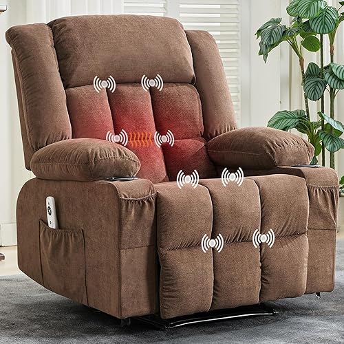 Sillón reclinable de masaje con vibración y calor lumbar para adultos, gran amplio, ergonómico, perezoso, sofá individual con 3 posiciones, 2