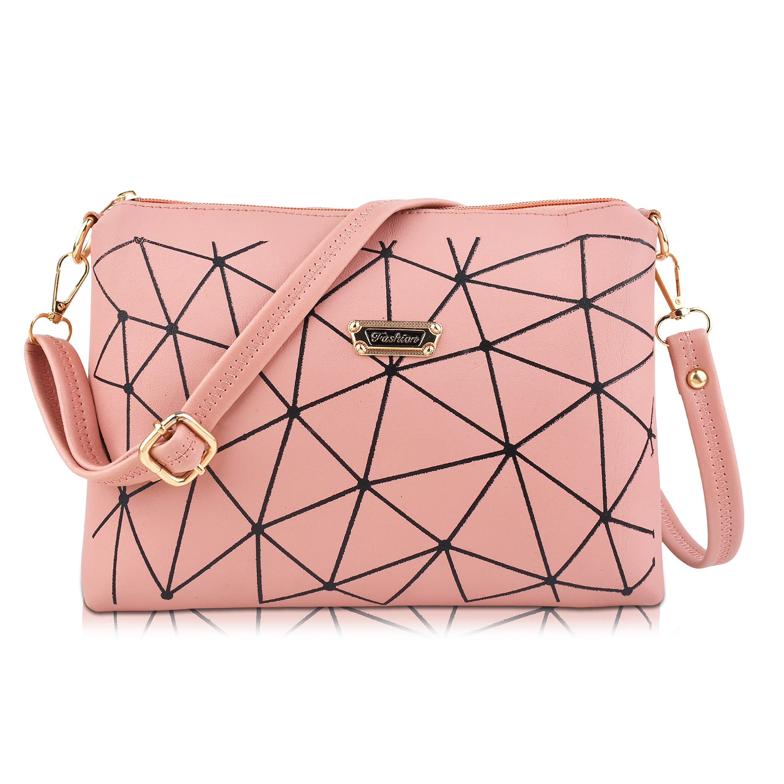 Fiesto Fashion Latest & Stylish PU Leather Womens Geometric Sling Bag Cross Body Sling Bag For School, College And Office (Pack Of 1) (Pink) (B0BZTGYJ1R) Amazon Price History, Amazon Price Tracker