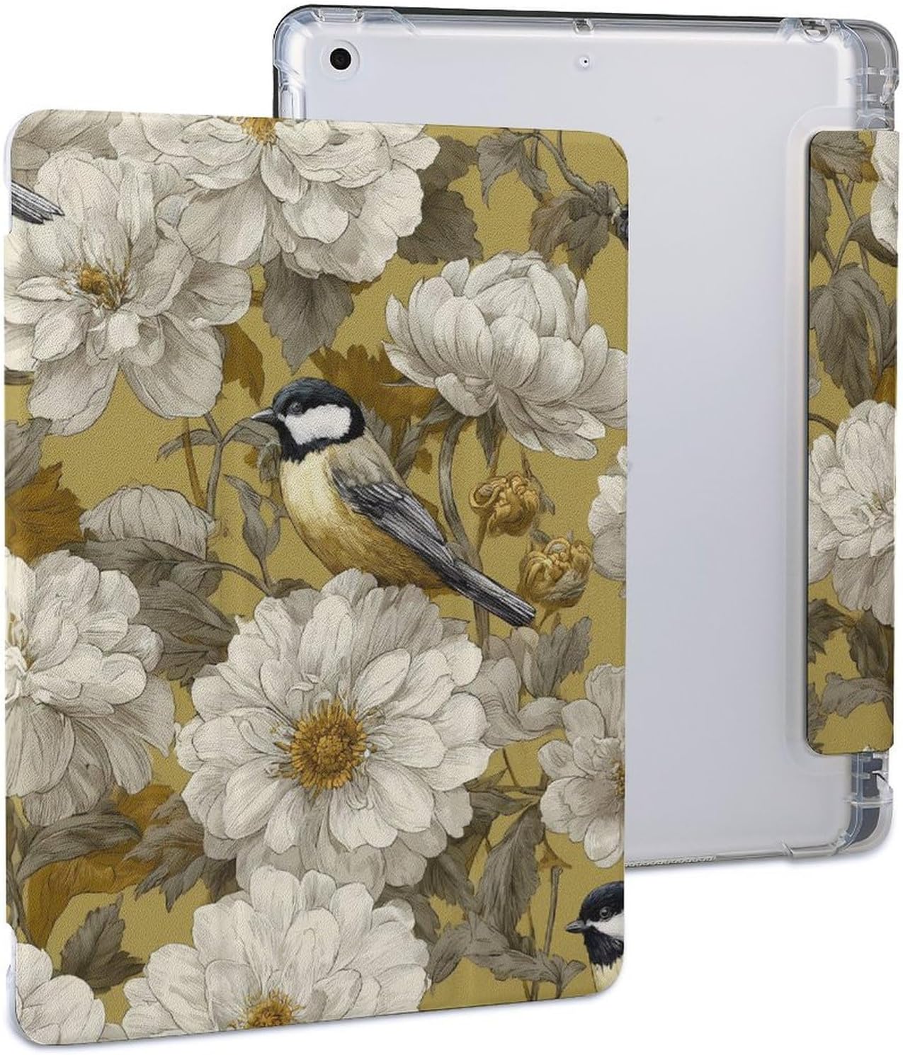 Bird Peony Flowers Case with Pencil Holder
