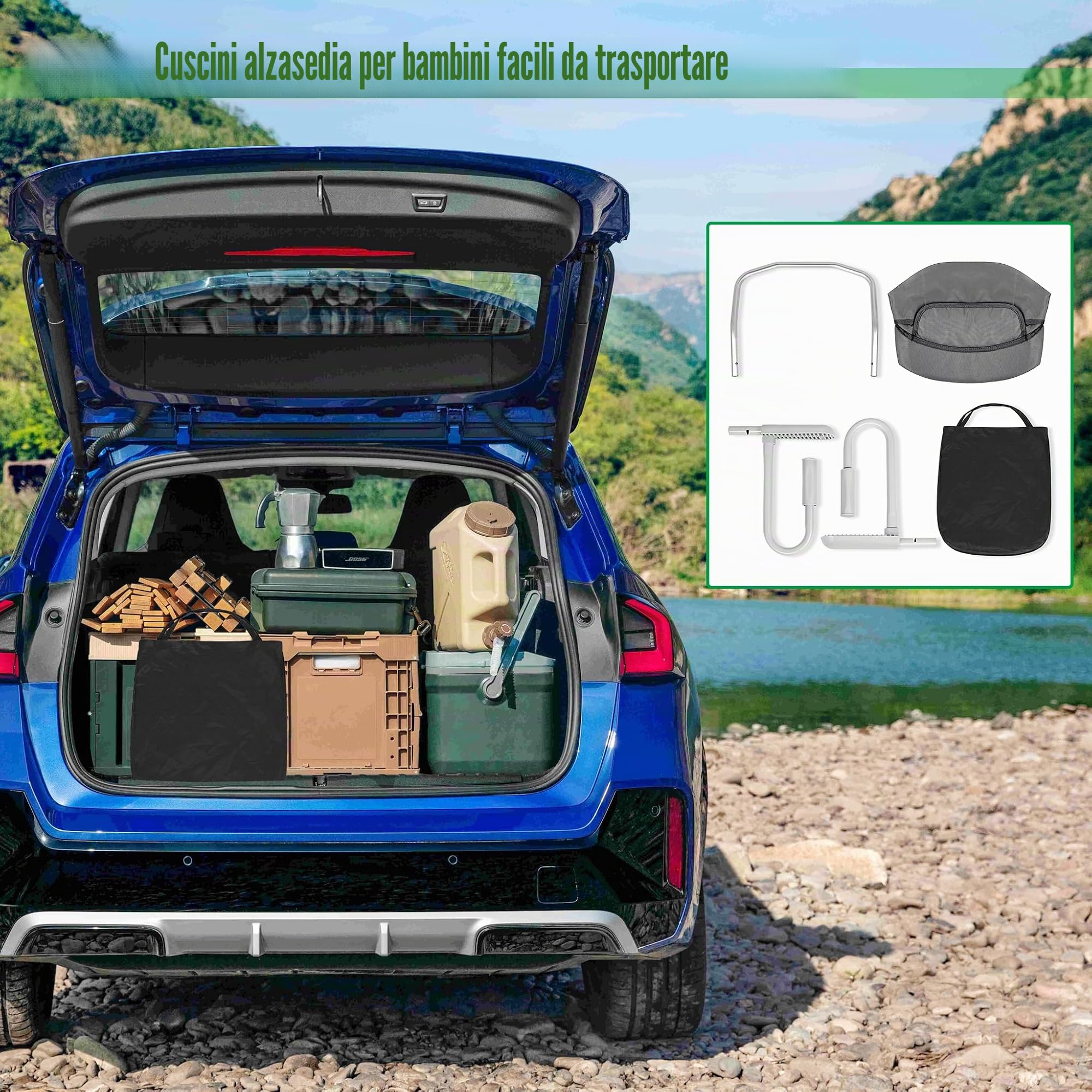 Seggiolini da Tavolo Pieghevoli per Bambini con Cintura di Sicurezza a 3 Punti e Morsetti Antiscivolo Ergonomici Rialzi Sedia Fino a 15KG per la Sala da Pranzo, Casa e i Viaggi (Grigio)