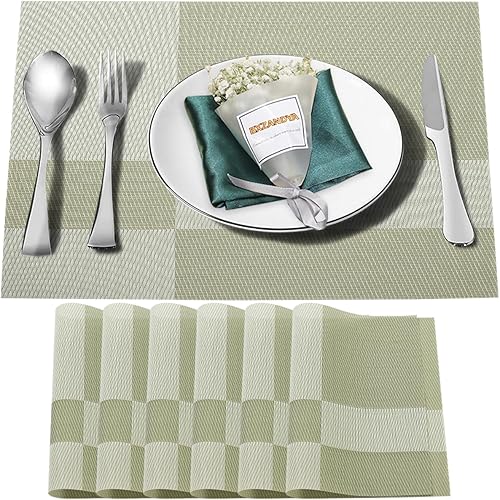 Miniatura 41 de Juego de 6 manteles individuales, lavables, resistentes al calor y a las manchas para interiores y exteriores, manteles individuales de vinilo Negro