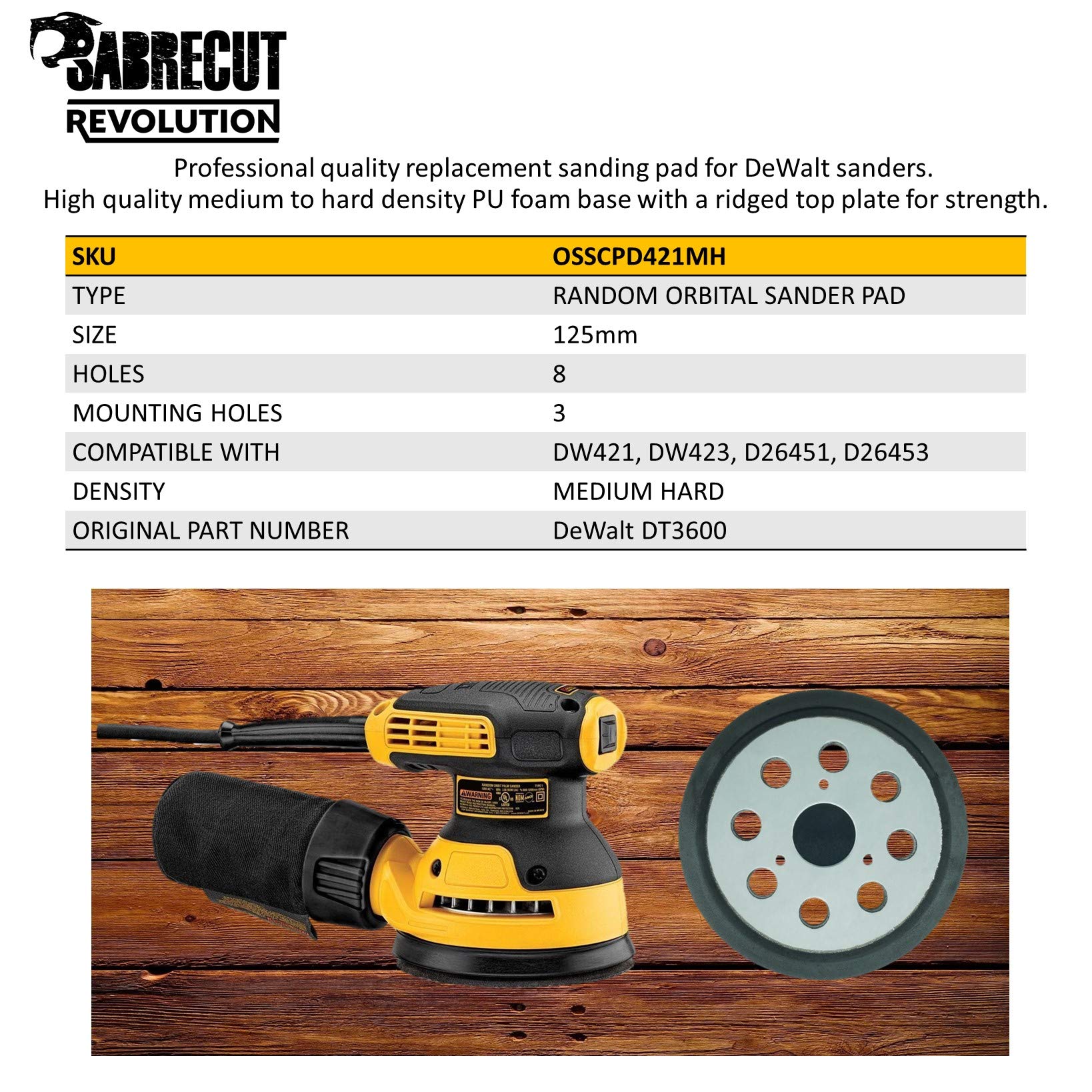Patin De Ponçage 5 Pouces (125mm) 8 Trous - Compatible DeWalt DT3600 & Makita BO5010 Etc.