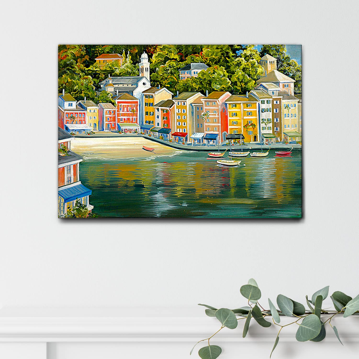 Giallobus - Quadro - Tisha Whitney - Portofino - Tela Canvas Telaio Standard - 140x100 - Pronto da Appendere - Quadri Moderni per la casa