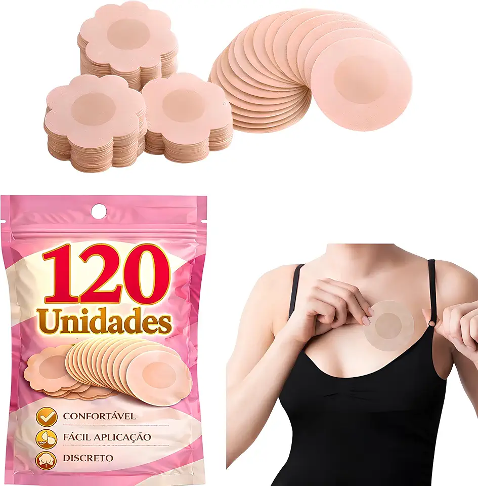Kit 120 Adesivos Tapa Seios, Protetor De Mamilo, Tapa Peito Aureola, Protetor De Seios e Bicos, Descrição e Conforto Para o Dia a Dia, Adesivo Tapa Seio Premium