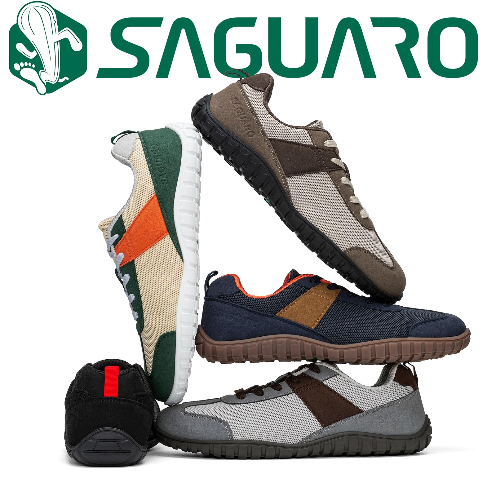 SAGUARO Herren Barfußschuhe Atmungsaktiv Barfuß-Sneaker mit Breiter Zehenbox & Zero-Drop Solhe, Gr.39-48