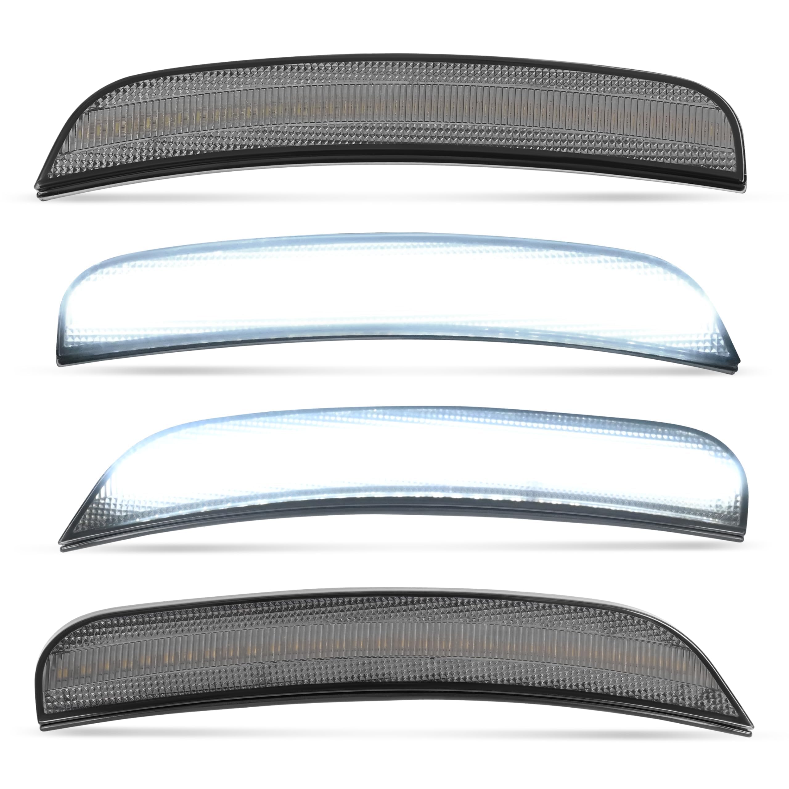 HECASA LED Side Marker Lights Compatible with 2015-2023 Chrysler 300 Replacement for CH2551136 CH2550136 Bumper Signal Parking Lamps 4Pcs Smoke Lens Front & Rear White LED