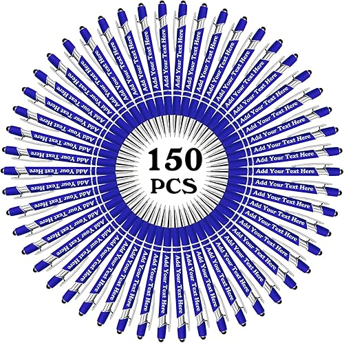 Miniatura 115 de Bolígrafos personalizados a granel grabados personalizados con punta de lápiz capacitivo, bolígrafos personalizados de tinta negra, regalos