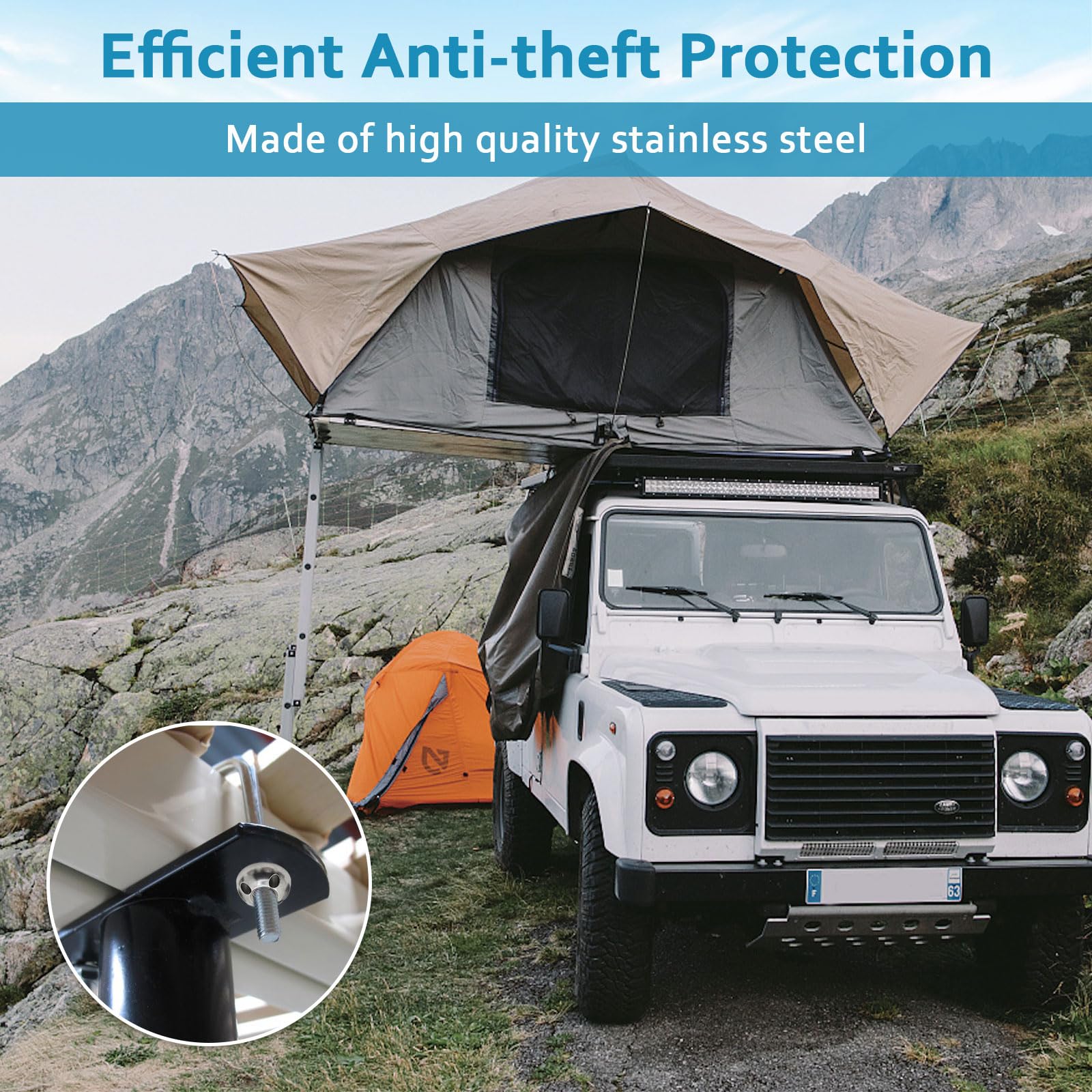 Set di 4 dadi 1 lucchetto M8 a 4 fori antifurto in acciaio inox antifurto, dado di sicurezza per tenda, portabici, impianto solare