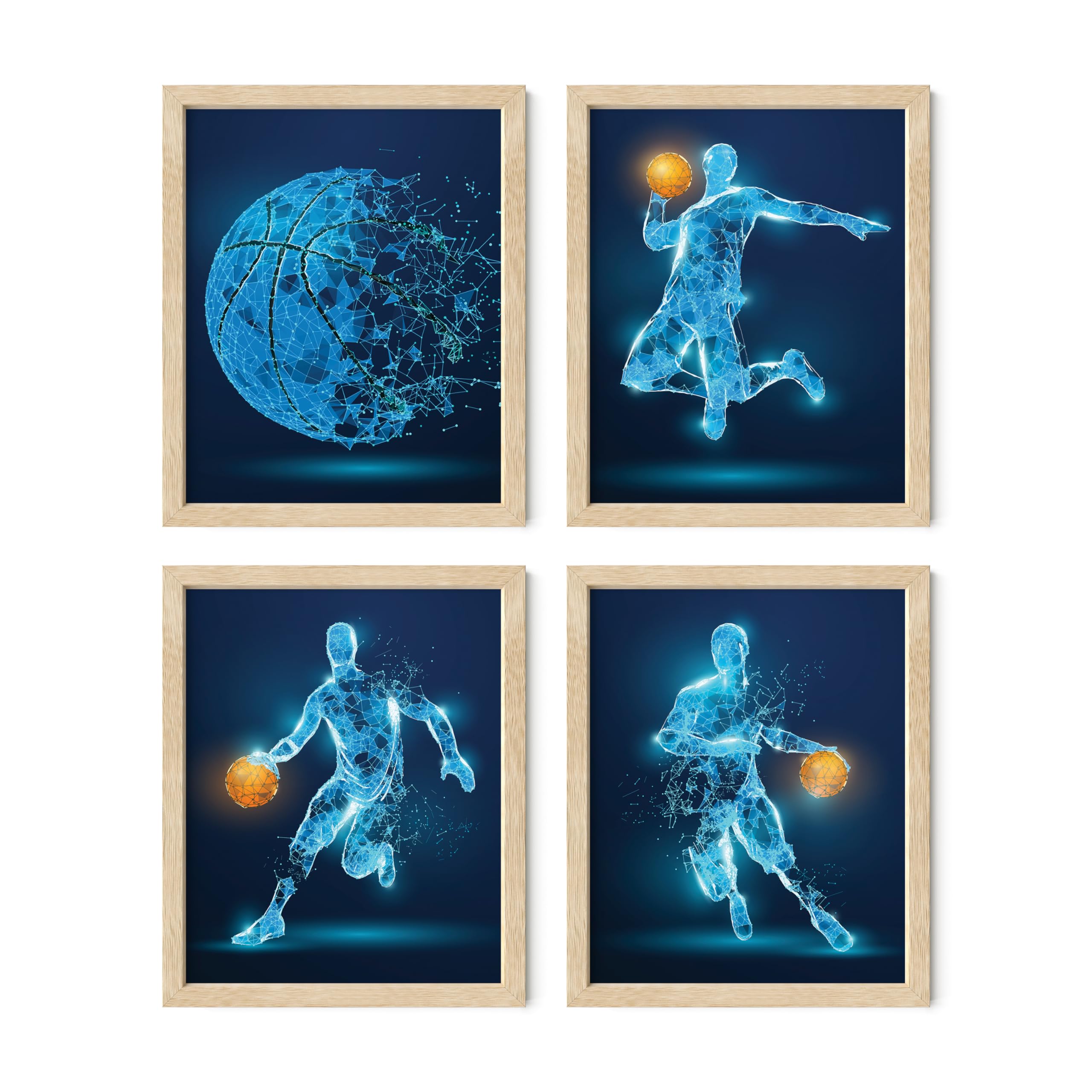 Basketball Wall Art Prints,Set of 4 (8x10) Unframed Basketball Posters,Basketball Room Decor For Men Kids Teenagers,Basketball Poster Set For Bedroom