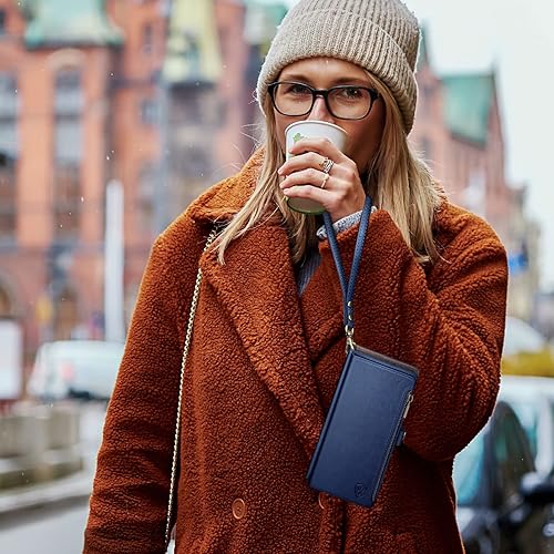 Miniatura 5 de XcaseBar Funda tipo cartera para iPhone 14 Pro Max de 6.7 pulgadas con cremallera y tarjetero de crédito con bloqueo RFID, funda de piel sintética