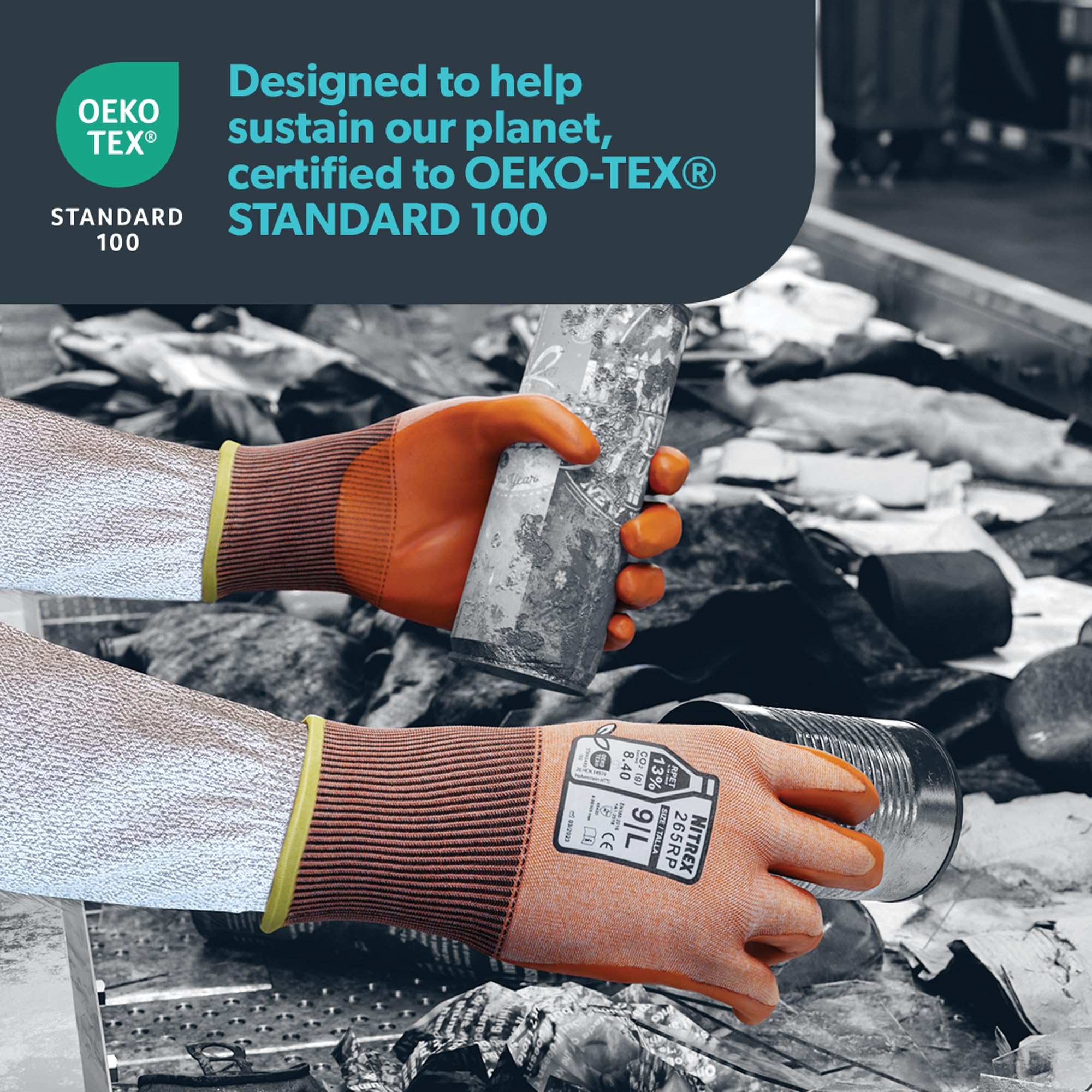 NITREX 265RP Gants de travail et de sécurité résistants aux coupures, 5 paires,paume enduite de mousse de nitrile, résistants aux huiles et graisses, protection mécanique et industrielle - Taille 8