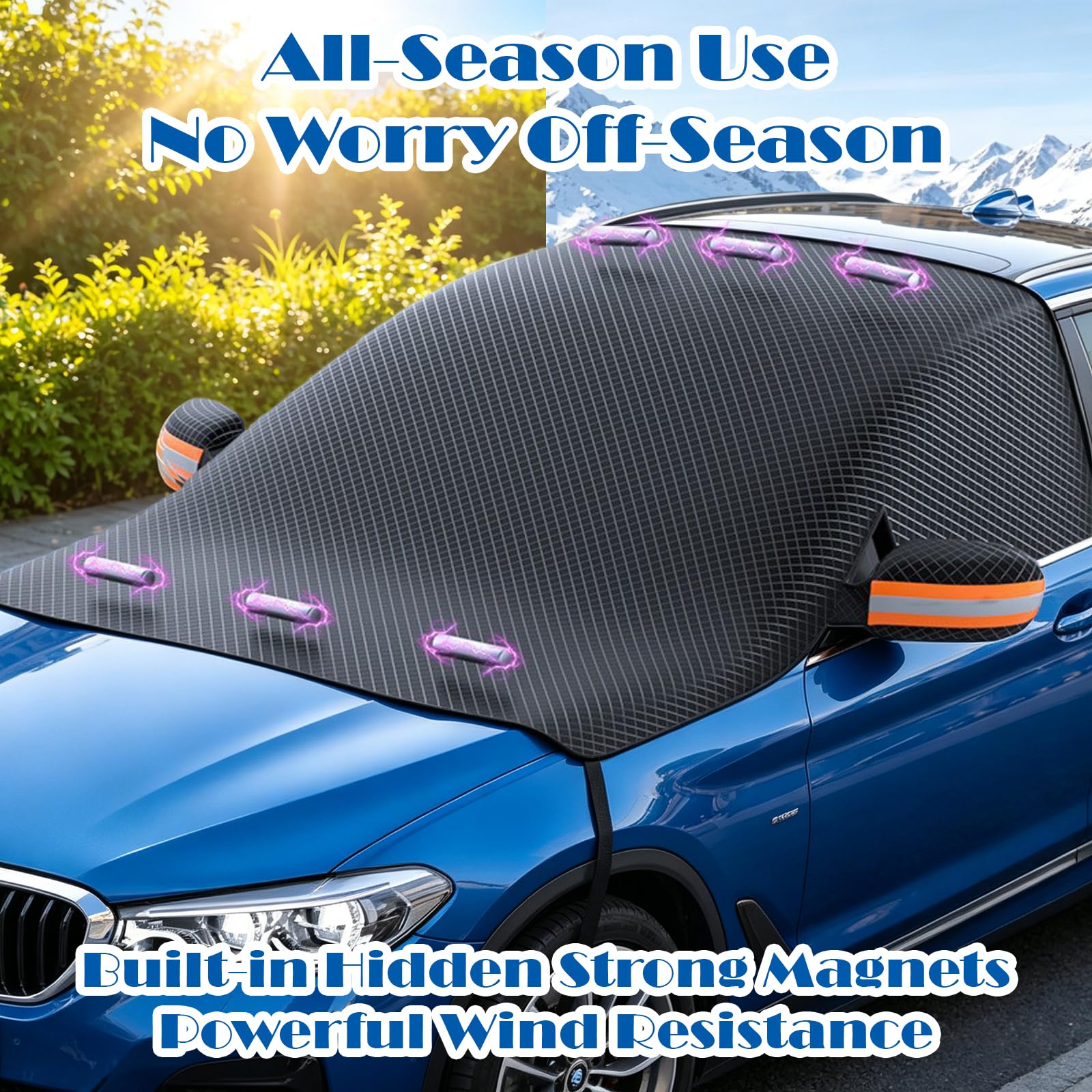 Copri Parabrezza Auto Inverno Magnetico Antighiaccio Resistente Neve Polvere Raggi UV