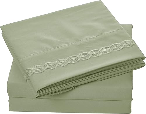 Miniatura 2 de Elegant Comfort Juego de sábanas de lujo en Tienda de 1500 hilos, calidad egipcia, bordado de cable, juego de sábanas de 3 piezas, sin arrugas,