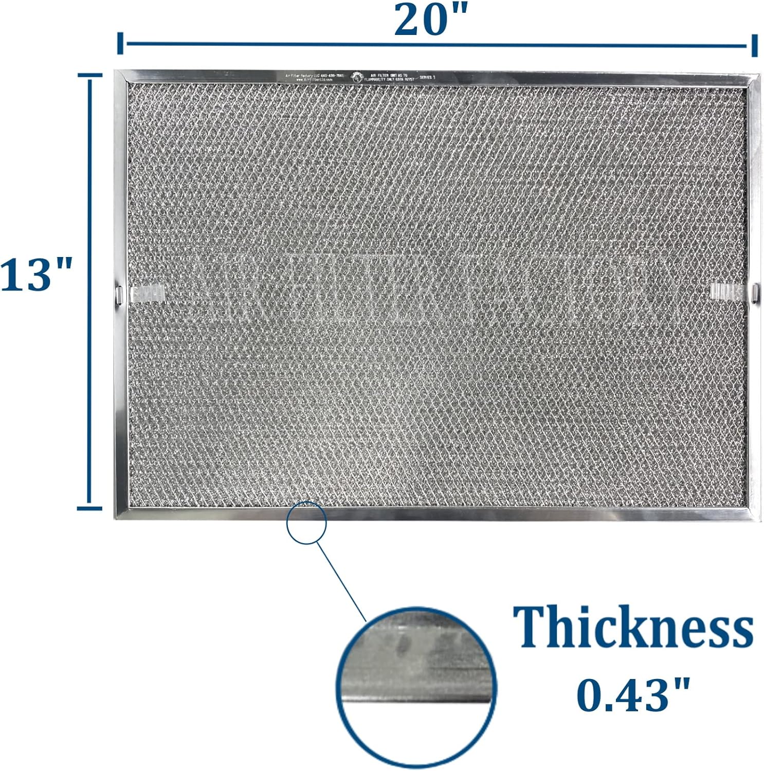 Air Filter Factory Replacement For Miami Carey 236VP Aluminum Grease Range Hood Filter 13 x 20 x 7/16 Inches
