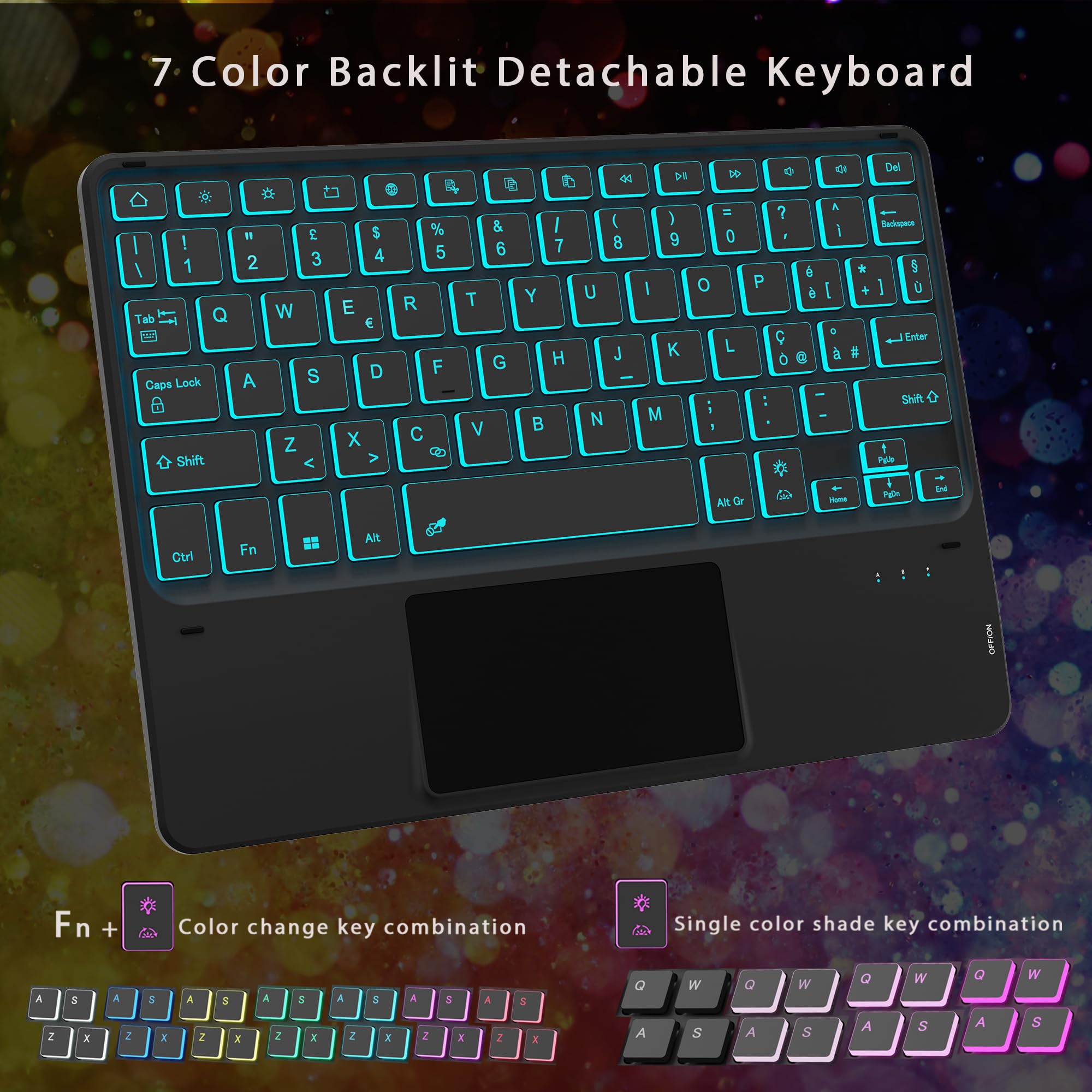 VANKEYPAD Tastiera Custodia per Samsung Galaxy Tab A9+ 11 Pollici (SM-X210/X216/X218) - con Touchpad Tastiera Bluetooth Rimovibile - per Galaxy Tab A9 Plus 11" 2023 Custodia QWERTY Italiano, Nero