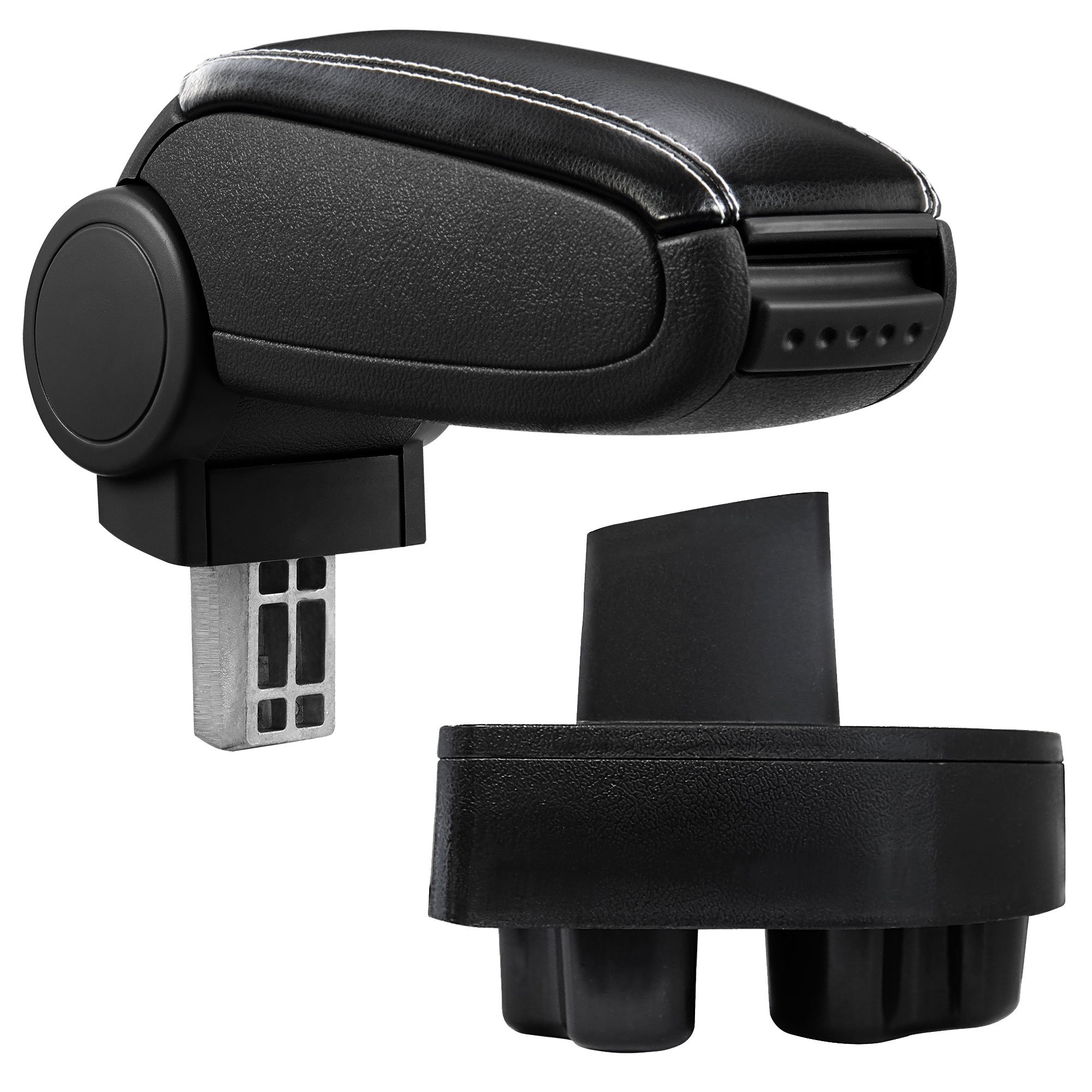pro.tec Reposabrazos Central Acolchado Apoyabrazos con Compartimento Tapizado Piel Sintética - Negro/Blanco