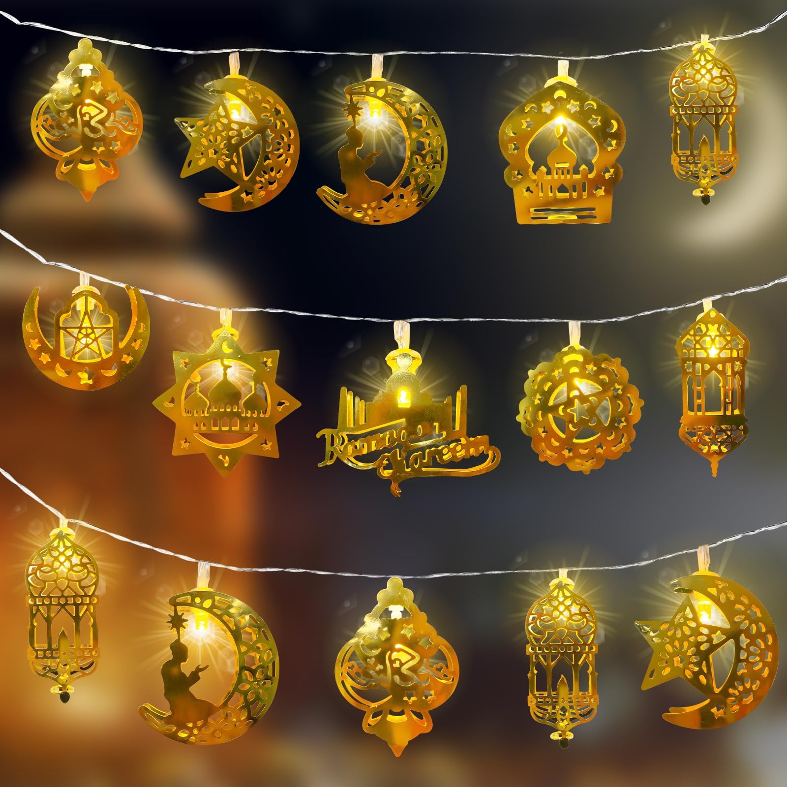 9.8Ft 20 LED Ramadan Eid String Lights, 2 Modes Eid Fairy Lights for
