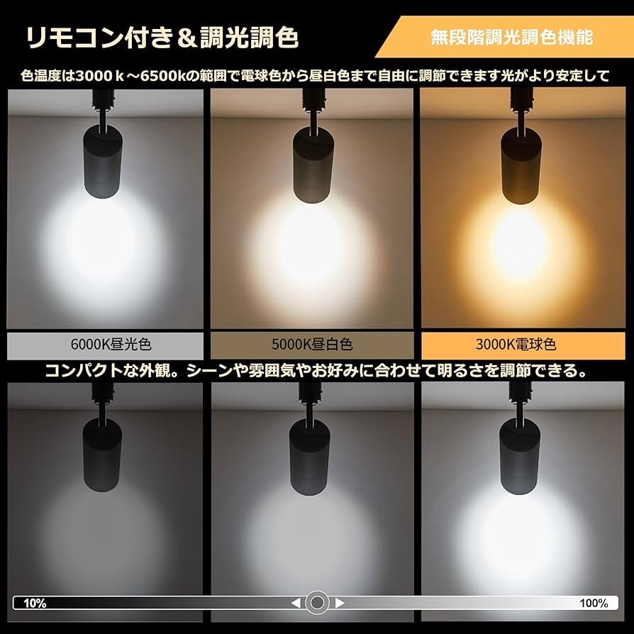 新品　スポットライト ダクトレール 調光 調色 100W 照明 調光対応 調光対応 スポットライト ダクトレール用・100W相当【照明の