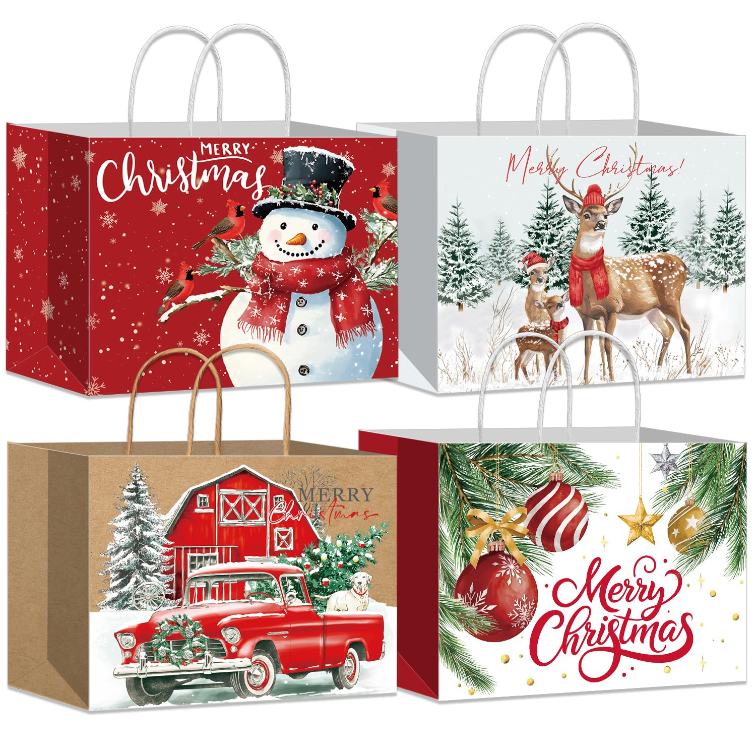 DECHISY 12 Pack Gift Bags, Christmas Gift Bags, 43x18x32cm
