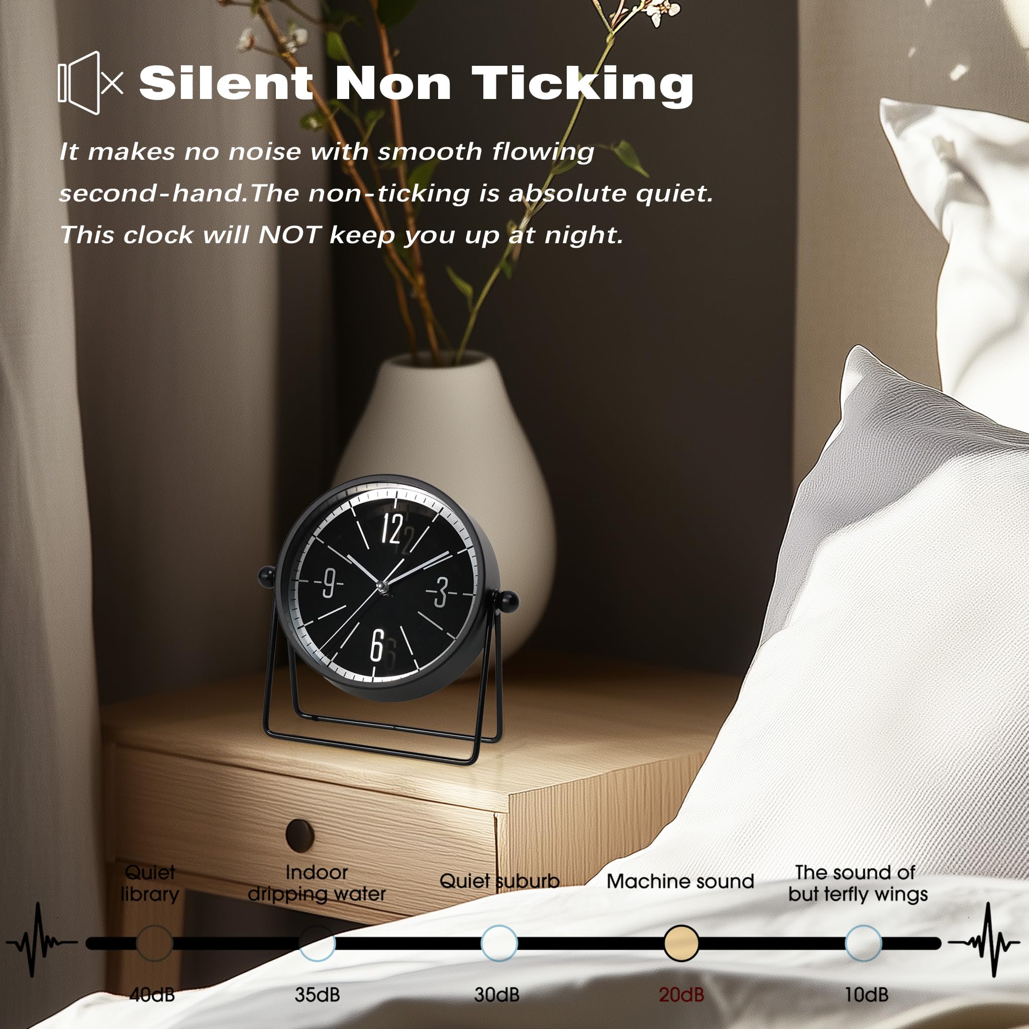 AYRELY Orologio silenzioso nero