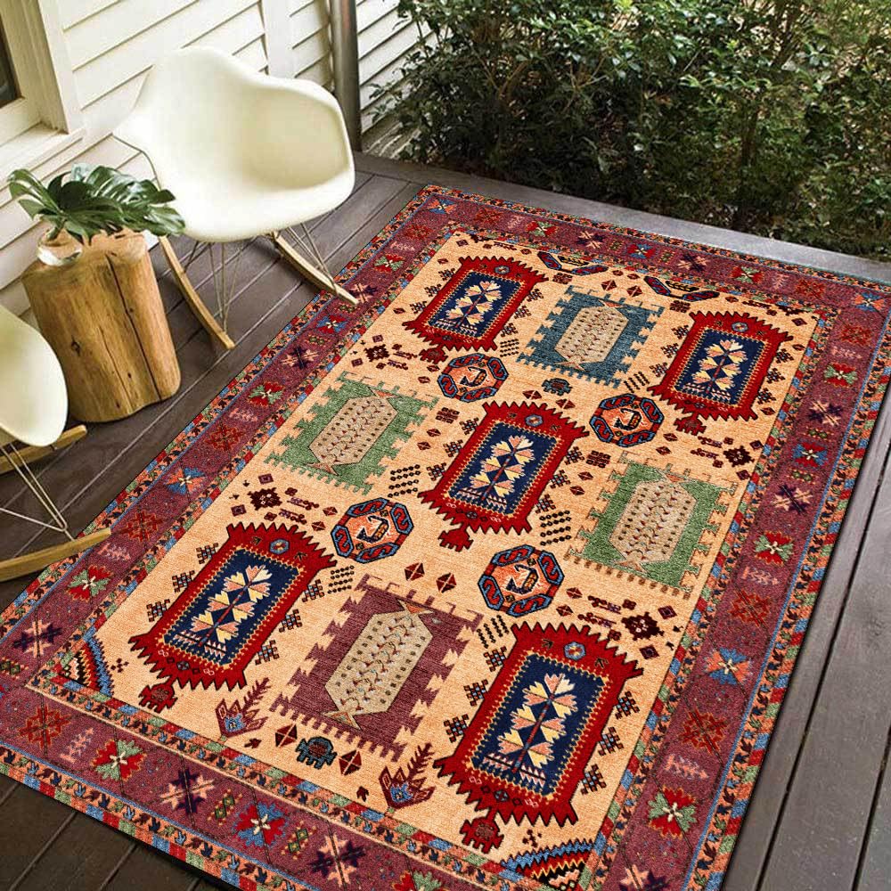 Tapis de salon lavable résistant et doux poils courts 110x190