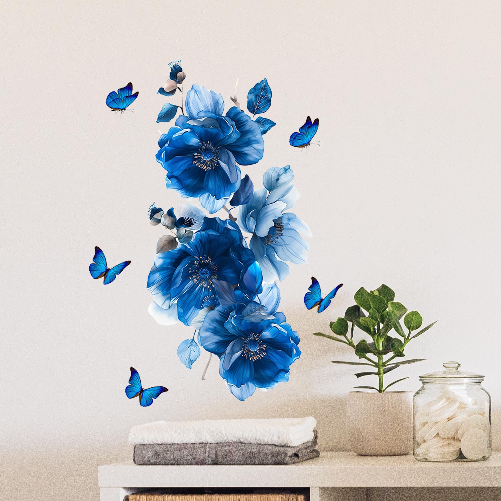 Flortlias Lot De 3 Autocollants Muraux En Tissu à Décoller Et à Coller - Motif Fleurs De Pivoine - Pour Salon, Chambre à Coucher, Jardin D'Eden