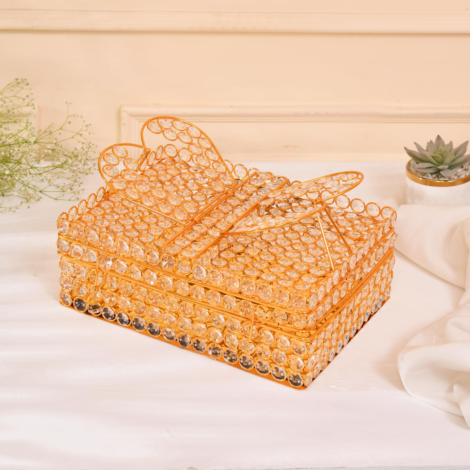 Elegant Crystal Quran Rehal with Mirror – Decorative Islamic Book Holder | Golden Metal Frame | 30x24x10cm-image-34