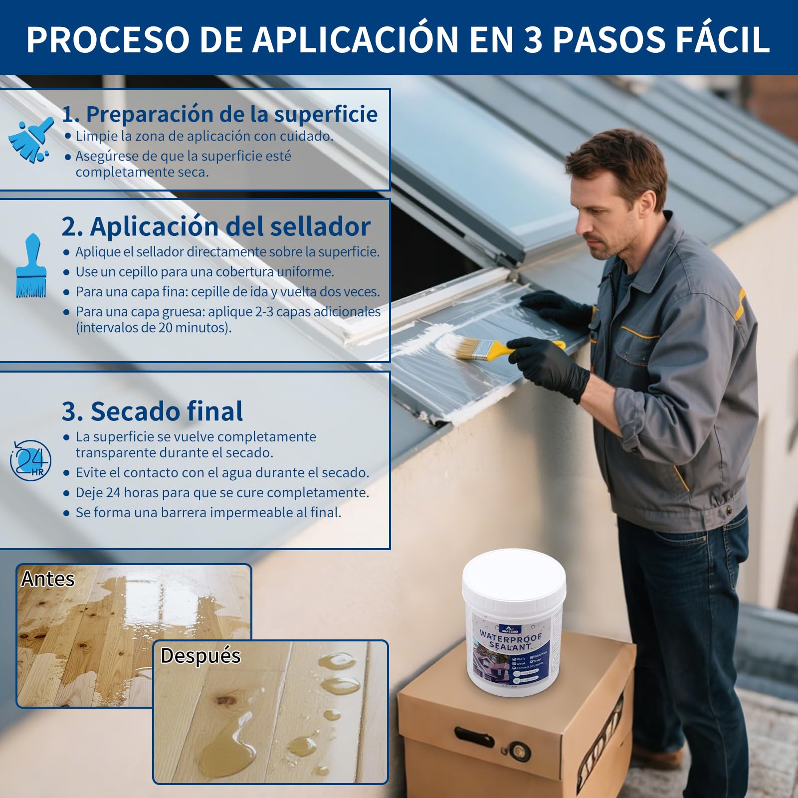 Liquide Étanchéité Transparent 2KG，Revêtement Imperméable Cristallin, Membrane Étanche Universelle pour Intérieur et Extérieur, Colle Étanchéité Anti-Fuite Durable