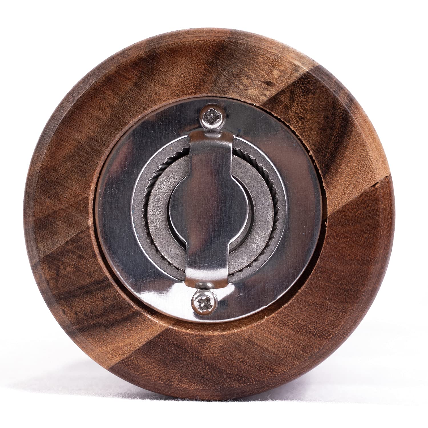 Macina Pepe, Macinapepe Regolabile in Acciaio Inossidabile, Legno di Acacia, Altezza 32 cm, Diametro Inferiore: 6 cm, Diametro Superiore: 5.5 cm (il Vassoio NON é incluso)