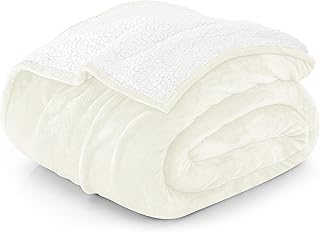 Sherpa Blanket Full Size [Ivory, 90x84 Inches] - 480GSM Thick Warm Plush Fleece Reversible Blanket for Bed, Sofa, Couch, Camping and Travel