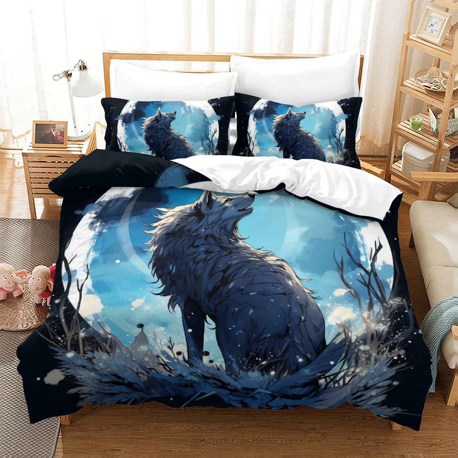Housse de couette 200x200 cm avec 2 taies d'oreiller en microfibre grise