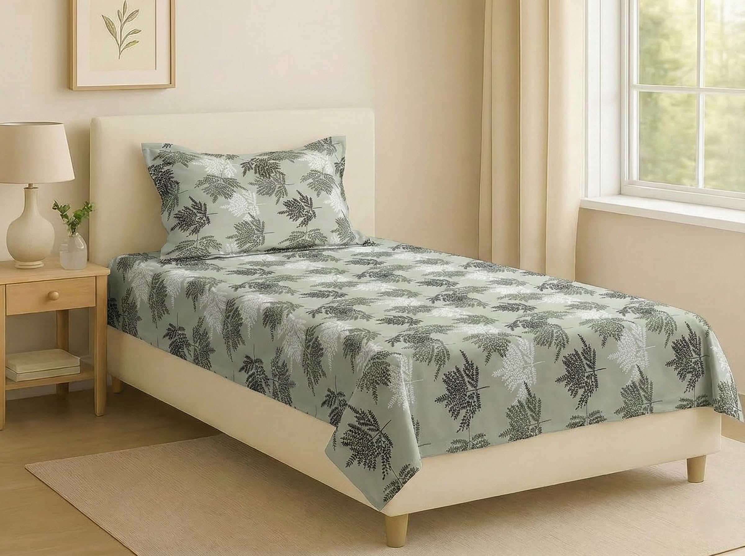 Trance Home Linen King Size Bedsheet - Ferns Paradise Blue -7 Trance Home Linen King Size Bedsheet - Ferns Paradise Blue -7