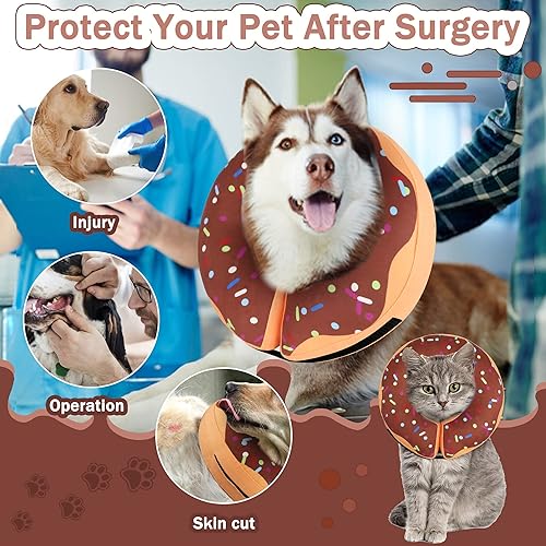 Miniatura 8 de Collar de dona de recuperación para perros y gatos, collar inflable de cono alternativo después de la cirugía, cono suave para perros grandes,