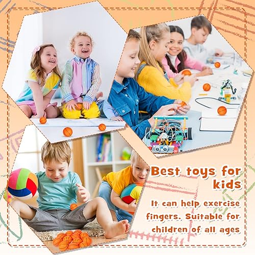 Miniatura 4 de Leitee 120 mini pelotas de baloncesto de espuma suave para el estrés, juguetes de baloncesto pequeños para apretar, pelota inflable de 1.6 pulgadas