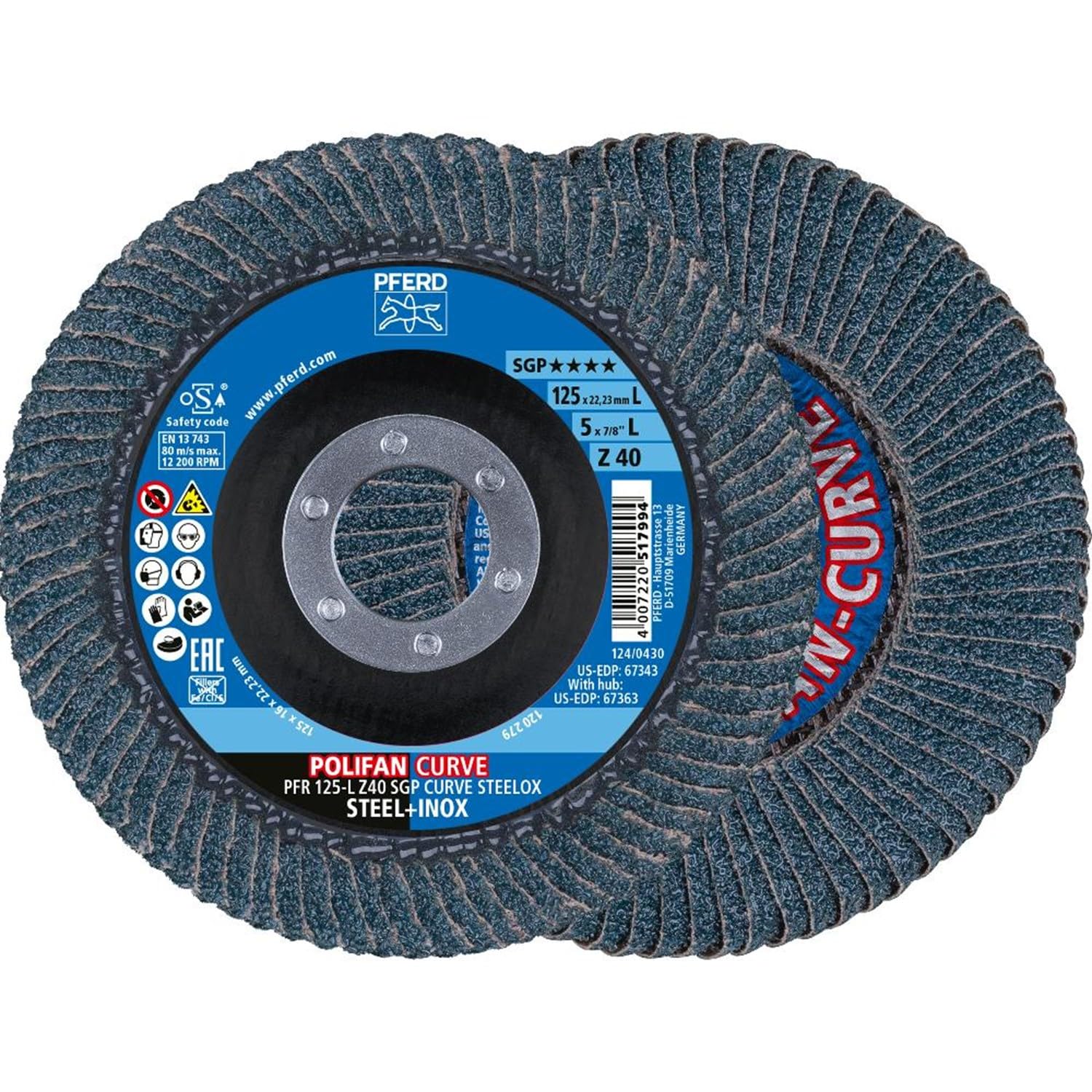 PFERD TOOLS Fächerscheibe POLIFAN CURVE 2 Stück | Ø 115 mm, Breite L (14 mm), Z40, SGP STEELOX | 67698042 - für die präzise Kehlnahtbearbeitung