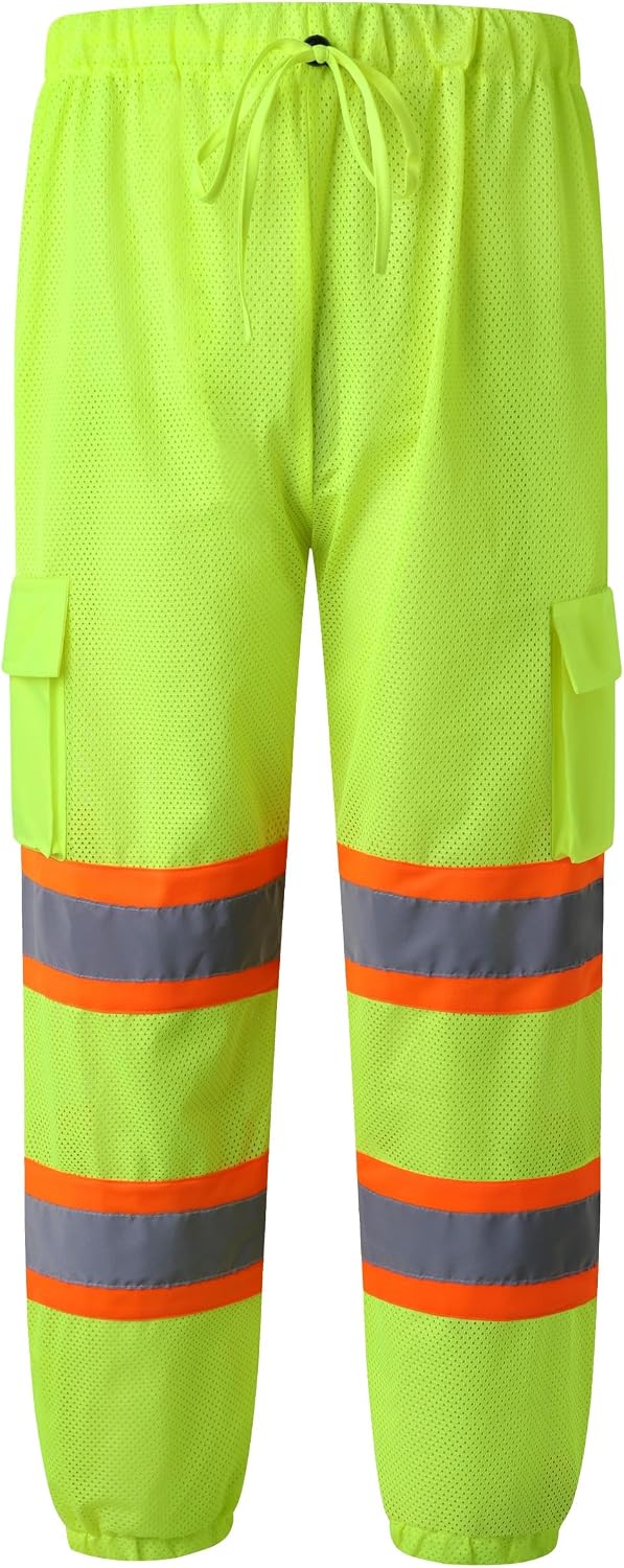 Reflective Safety Pants for Men Women Class E Dual Tone Hi Vis Work Mesh Over Pants for Construction,Traffic Work(YW008)