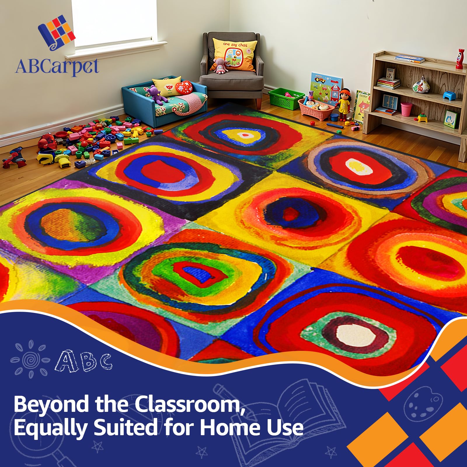 Tecaher Rug Art Classroom Rugs Peaceful Tropical Night Classroom Rug Rectangle